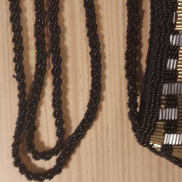 VINTAGE Beaded Shoulder Bag Clutch metallic black silver gold - Picture 5 of 8